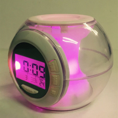 Colorful Natural Sound Spherical Alarm Clock Music Perpetual Calendar Alarm Clock Color Changing Ball Clock Custom Logo