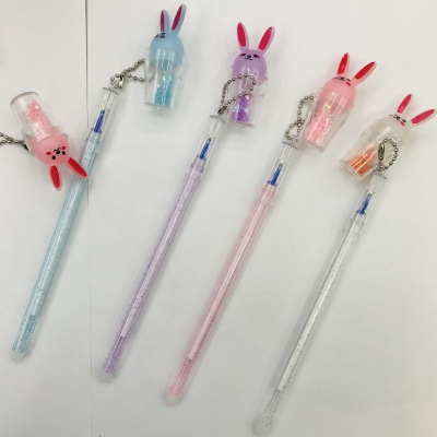 Pen Ins Good-looking Student Creative Cute Rabbit Sequins Pendant Girl Heart Blue Gel Ink Pen Internet Celebrity Gel Pen