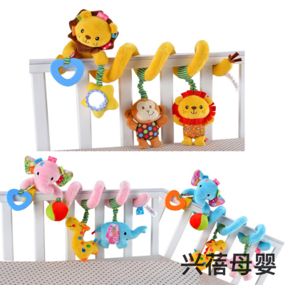 New Elephant Lion Bed around Newborn Cartoon Animal Music Car Hanging BB Device Rattle Plush Toy