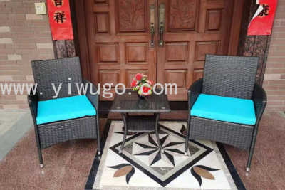 New Rattan Three-Piece Outdoor Furniture Balcony Double-Seat Coffee Table Combination Imitation Rattan Spot