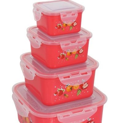 4-Piece Eco-Friendly Plastic Food Storage Container PP Mixin