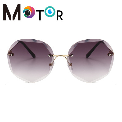 Cross-Border Hot Glasses Ocean Color Multi-Edge Rimless Sunglasses Women's Fashion Metal Racket Sunglasses Men's 2021 New