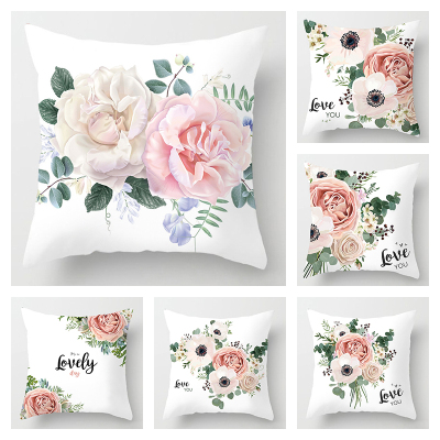 Valentine's Day Pillow Cover Gift Love Rose Flower Sofa Cushion Peach Skin Fabric Pillowcase Amazon Cross-Border Home