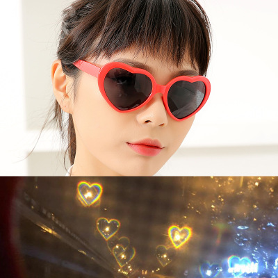 Tiktok Same Love Glasses Watch Light Change Peach Heart Internet Celebrity Heart-Shaped Luminous Flashing Glasses