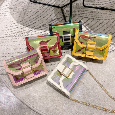 Summer 2020 All-Match Laser Transparent Women's Bag Shoulder Crossbody Small Bag Square Ins Chain Fashion Mobile Phone Student