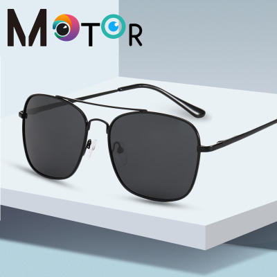 2021 New Double Beam Metal Sunglasses Men's Fashionable Polygon Retro Polarized Glasses Sunglasses Foreign Trade Factory