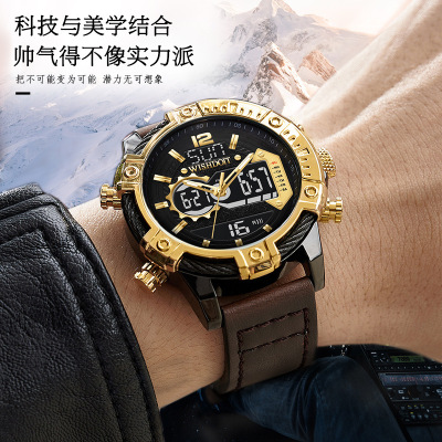 New Watch Men's Large Dial Sports Trend Foreign Trade Popular Style Genuine Double Display Quartz Watch Sport Watch