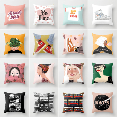 Nordic Character Simple Cushion Bedroom Living Room Office Cushion Pillow Car Cushion Pillowcase