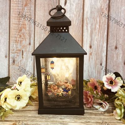 Cross-Border Antique Halloween Wish Storm Lantern Ramadan Decoration Craft Stall Wholesale Small Oil Lamp Ramadan