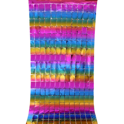 New Colorful Square Tinsel Curtain Background Wall Party Decoration Rain Silk Door Curtain Square Tinsel Curtain Holiday Party