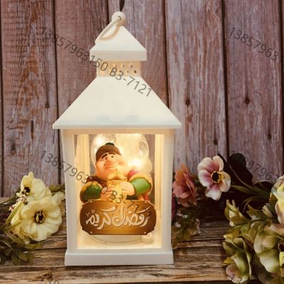 Cross-Border Wholesale Ramadan Christmas Storm Lantern LED Electronic Candle Zhai Moon Night Antique Barn Lantern Decorative Craft Ornaments