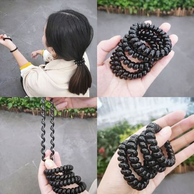 Black Phone Line Hair Ring Hair Rope Simple Hair Elastic Band Hair Rope 2 Yuan Shop Stall Goods Wholesale