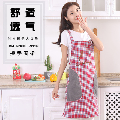 New Multicolor Plaid Hand-Wiping Apron Apron H-Shaped Shoulder Strap Cartoon Pattern Kitchen Household Apron Custom 186