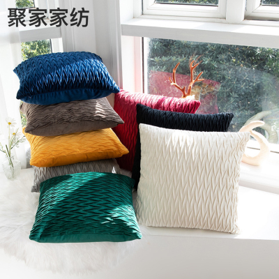 Cross-Border Ins Style Velvet Short Wave Simple Pillow Cover Living Room Sofa Waist Pillow Car Cushion Wholesale
