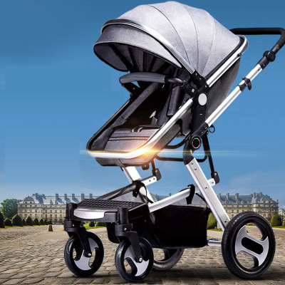 High Landscape Baby Stroller Can Sit and Lie Lightweight Folding Baby Umbrella Car Four-Wheel Shock Absorber Stroller Bull Wheel Stroller