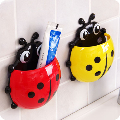 Creative Home Daily Use Articles Cute Cartoon LADYBIRD Suction Toothbrush Holder Toothpaste Holder Storage Rack Wholesale