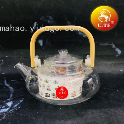 Borosilicate Glass Bamboo Handle Loop-Handled Teapot Teapot