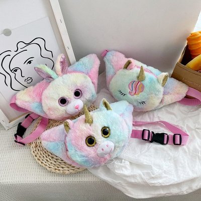 Cute Plush Bag New Unicorn Pony Waist Bag Cartoon Cute Gentle Girl Doll Backpack. Plush Autumn/Winter Bag