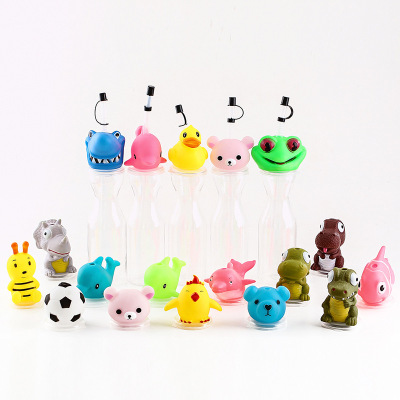 Plastic Cup with Straw Disposable Plastic Creative Drink Milky Tea Cup Children Bee Shark Dolphin Gift Cup