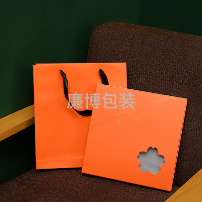 Factory Wholesale Orange Scarf Box Silk Scarf Square Window Gift Box Pajamas Packing Box Gift Box Set Logo