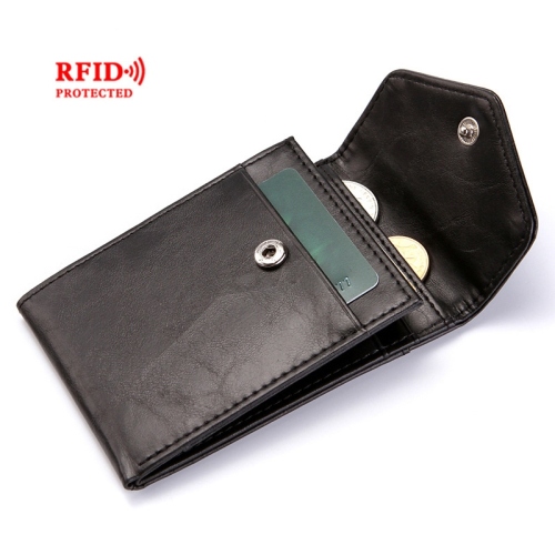 cross-border rfid creative men‘s wallet wallet buckle polyurethane card holder fashion coin purse bank card holder