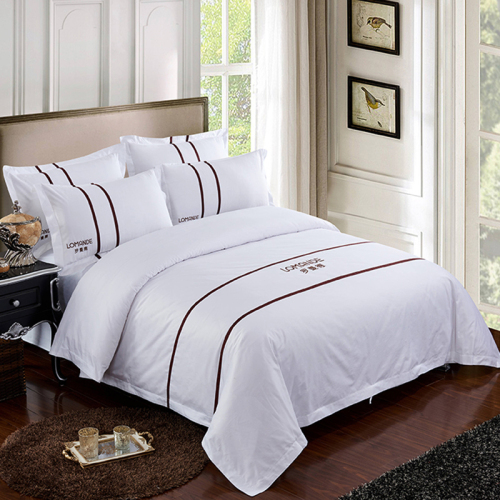 Hotel White Bedding Cotton 60 Jet Satin Glossy Quilt Cover Bed Sheet Four-Piece Set