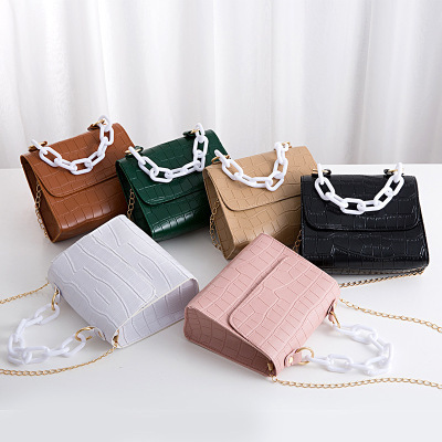 Cross-Border Trendy Plastic Portable Coin Purse Foreign Trade Wholesale 2021 Summer Women's New Crocodile Pattern Shoulder Small Square Bag