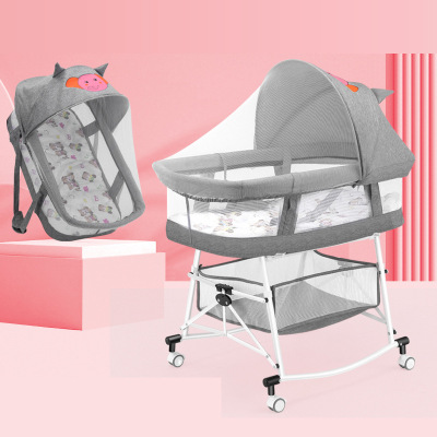 Baby Crib Foldable Portable Folding Babies' Bed Newborn Bassinet Multifunctional Infant Carrier Outing