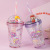Girlwill Cartoon Children's Water Cup Cute Student Plastic Straw Cup Gift Cup Internet Celebrity Cup Stock