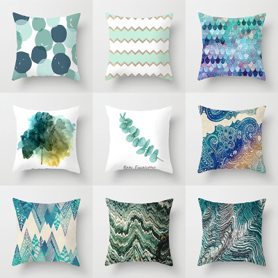 New Green Geometry Pillow Cover Office Sofas Throw Pillowcase Digital Printing Cushion Cover Factory Production
