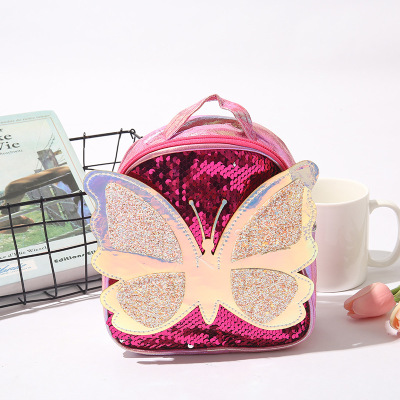 New Children's Sequined Butterfly Backpack Girls' Backpack Sequin Backpack Cross-Border Exclusive Children's Backpack