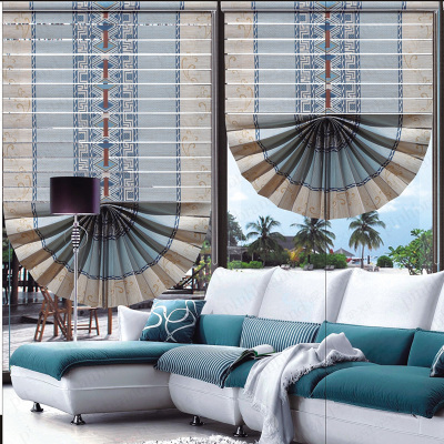 Customized Fan-Shaped Lifting Curtains Soft Gauze Shutter Louver Curtain Sunshading Punch-Free zabra roller shutter