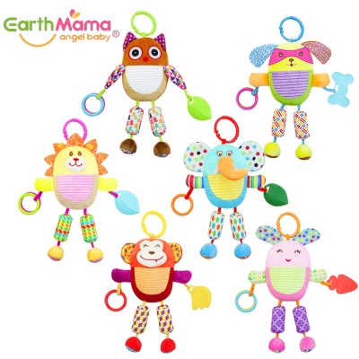 Earthmama Six Double Wind Chimes Teether Rattle Toy Cartoon Doll Car Hanging Baby Pocket Bed Bell Wholesale