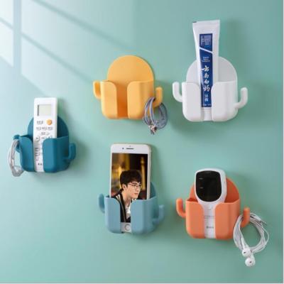 TV Air Conditioner Remote Control Storage Box Punch-Free Wall-Mounted Bedside Mobile Phone Charging Storage Rack Rack