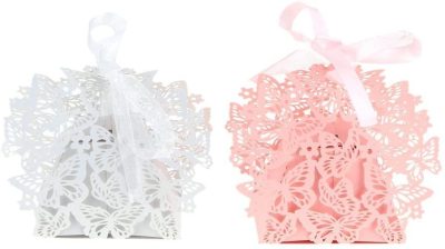 Creative Mori Pink Butterfly Wedding Candies Box European Wedding Hollow Hand Gift Box Factory Wholesale Candy Box