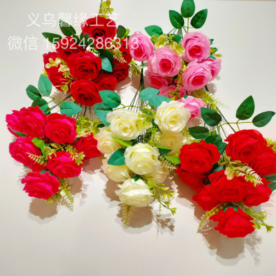 Fake/Artificial Flower Furnishings Fresh New Year Living Room Decoration Flowers Small Bouquet Flower Arrangement Plastic Flowers Single Rose