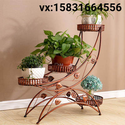 European-Style Multi-Layer Iron Flower Stand with Wheels Mobile Storage Rack Assembled Corner Living Room Balcony Simple Pastoral Bonsai Stand