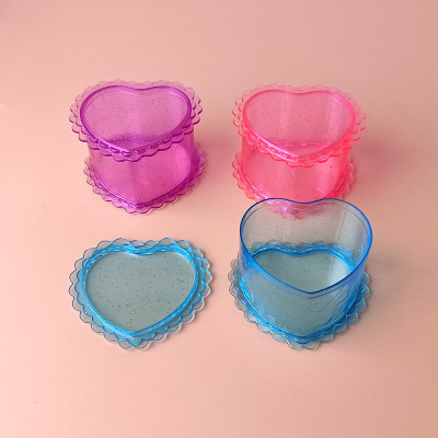 PS Transparent Heart Shaped Lace Plastic Box Beads Crystal Storage Box Children DIY Jewelry Box Gift Box