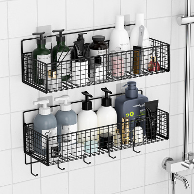 Bathroom Bathroom Storage Rack Wall-Mounted Punch-Free Iron Simple Style Cosmetics Skincare Shelves