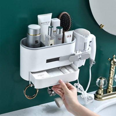 Hair Dryer Rack Punch-Free Bathroom Toilet Storage Rack Wall Hanging Hair Dryer Rack Hair Dryer Shelf