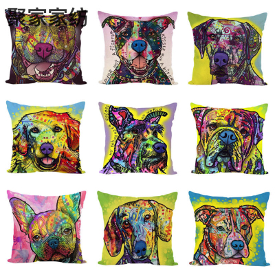 Factory Wholesale Linen Pillow Colorful Dog Linen Cushion Gift Advertising Cushion First-Hand Supply Can Be Customized