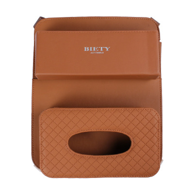 Factory Direct Sales Creative Versatile Model Leather Odorless Embossing Car Tissue Box Hanging Storage Chair Carrier