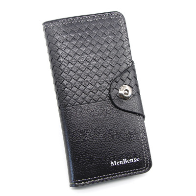 Personalized Men's Long Magnetic Snap Wallet Soft Leather Wallet Large Capacity Men's Wallet Phone Bag Multi-Card-Slot Card Holder