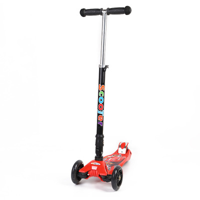 Factory Direct Sales Children's Scooter Graffiti Printing Adjustable Three-Wheel Flash Children's Folding High-Meter Scooter