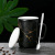 Marble Pattern Matte Golden Coffee Cup Japanese Style Black Platinum Pattern Ceramic Mug with Cover Spoon Tea Coffee Cup