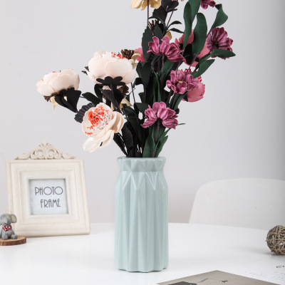 Creative Simple Nordic Color Plastic Vase Drop-Resistant PE Hydroponic Green Dill Plant Plastic Flower Living Room Decoration