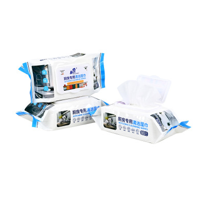 Kitchen Cleaning Wipes 80 Pieces Oil Removing Household Disposable Wet Tissue with Lid Kitchen Ventilator Dining Table Lazy Wiping Paper