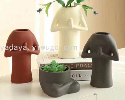 Modern Minimalist Ceramic Vase Coffee Shop Flower Shop Exhibition Flower Device Soft Decoration Home Ornament