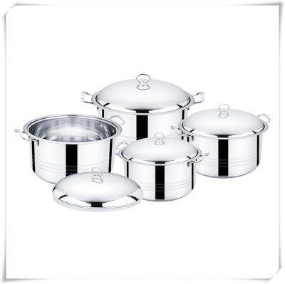 8-Piece Stainless Steel Stockpot Foreign Trade Hot Sale Kitchen Soup Pot Pot Set Gas Stove Induction Cooker Universal