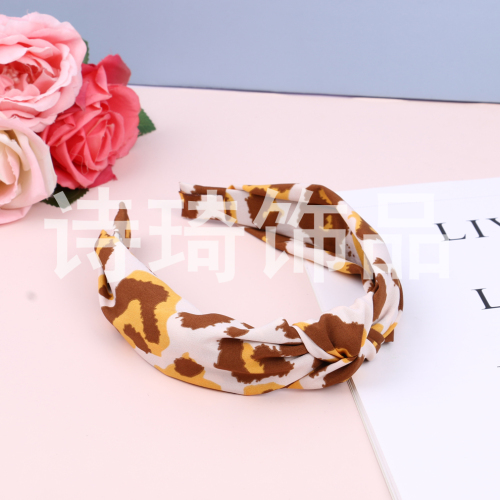 mixed color personality trend pattern european and american style popular all-match hair band knot in the middle design wide edge hair-hoop headband